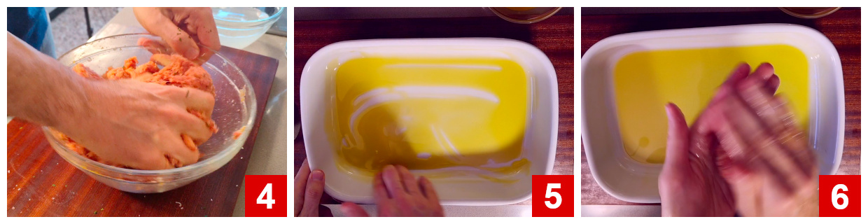 Preparing the meatballs