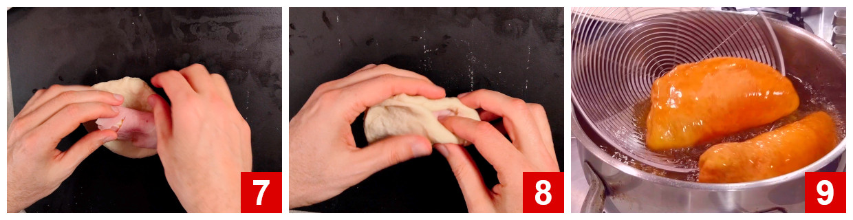 De panzerotti sluiten en braden