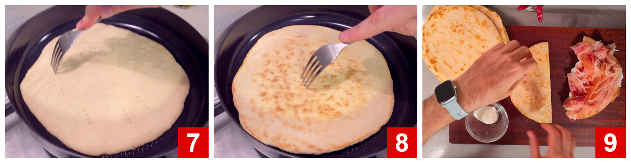 Het koken en serveren van de piadina